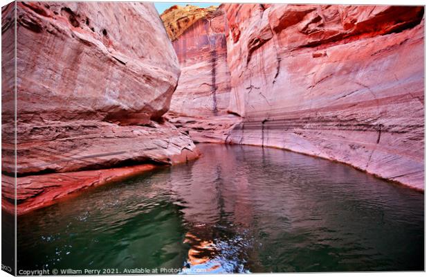 Pink Antelope Slot Canyon Reflection Lake Powell Arizona Canvas Print by William Perry