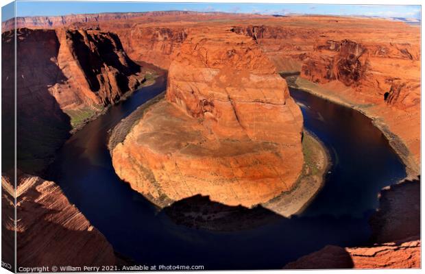 Horseshoe Bend Glen Canyon Overlook Colorado River Page Arizona Canvas Print by William Perry