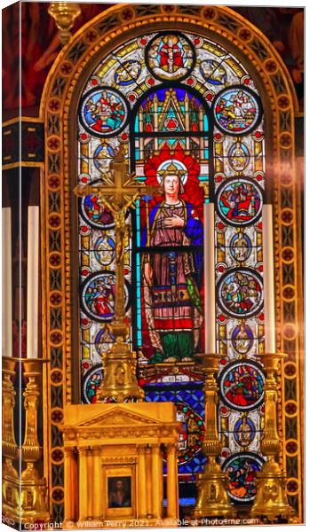 King Stained Glass Saint Louis  En L'ile Church Paris France Canvas Print by William Perry