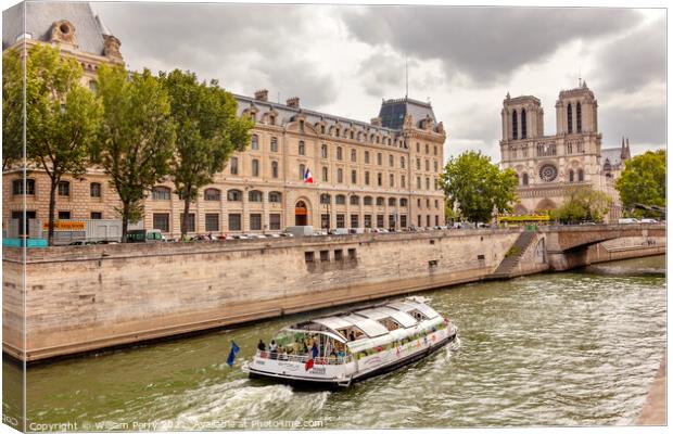 Towers Seine River Bridge Notre Dame Cathedral Paris France Canvas Print by William Perry