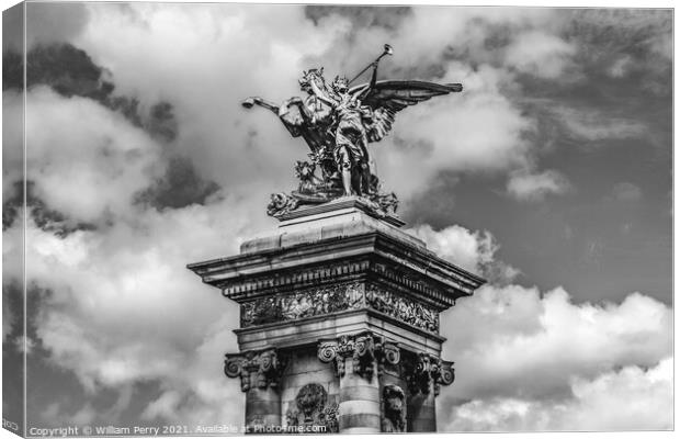 Winged Horse Statue Pont Bridge Alexandre III Paris France Canvas Print by William Perry