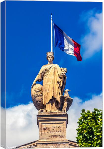 Gare du Nord North Train Station Flag Paris France Canvas Print by William Perry