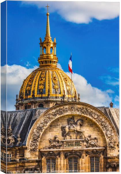 North Portal Golden Dome Church Les Invalides Paris France Canvas Print by William Perry