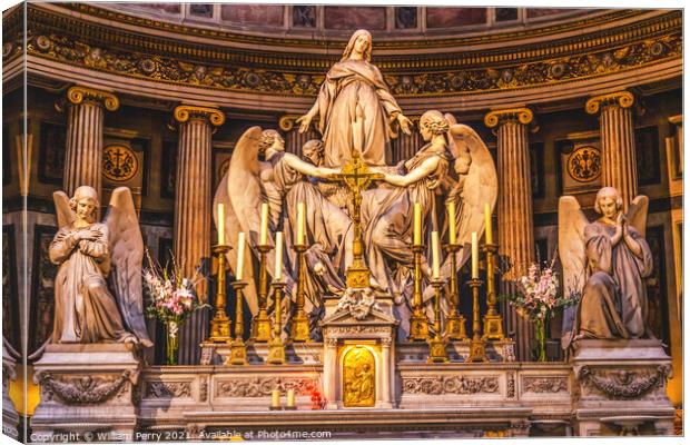 Altar Mary Angels Statues La Madeleine Church Paris France Canvas Print by William Perry