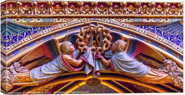 Angels Wood Carvings Arch Cathedral Sainte Chapelle Paris France Canvas Print by William Perry