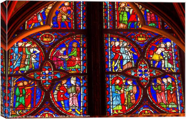 Jesus Crucifixion Story Stained Glass Sainte Chapelle Paris Fran Canvas Print by William Perry