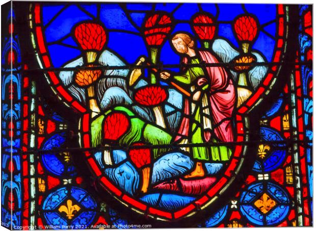 Farmers Flowers Stained Glass Sainte Chapelle Paris France Canvas Print by William Perry