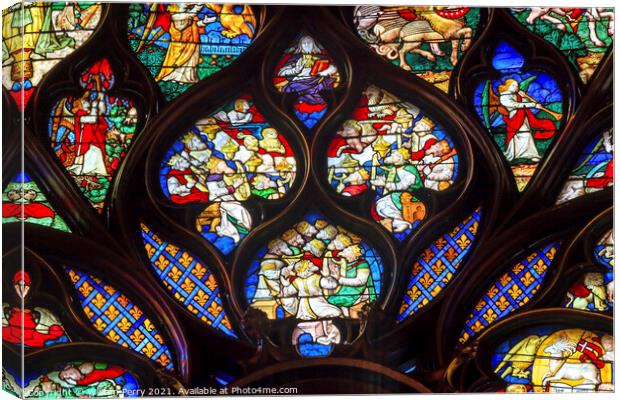 King Louis 9th Rose Window Stained Glass Sainte Chapelle Paris F Canvas Print by William Perry
