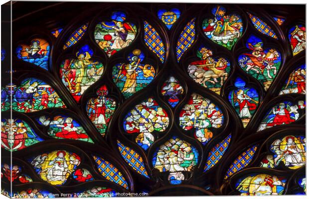King Advisors Rose Window Stained Glass Sainte Chapelle Paris Fr Canvas Print by William Perry