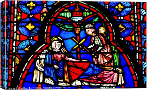 Queen Cross Stained Glass Sainte Chapelle Paris France Canvas Print by William Perry