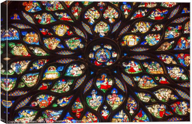 Jesus Christ Rose Window Stained Glass Sainte Chapelle Paris Fra Canvas Print by William Perry