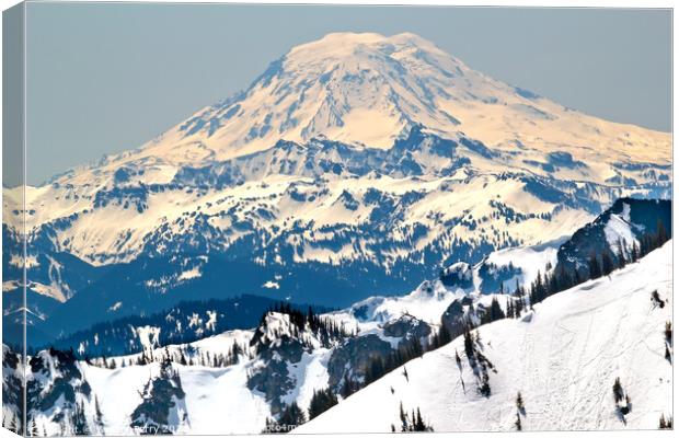 Snowy Mount Saint Adams and Ridge Lines Canvas Print by William Perry