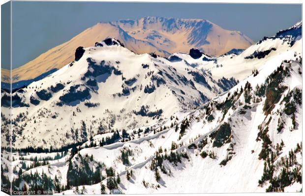 Snowy Mount Saint Helens and Ridge Lines Canvas Print by William Perry