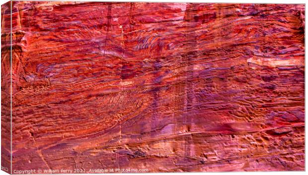 Rose Red Rock Tomb Abstract Street of Facades Petra Jordan  Canvas Print by William Perry