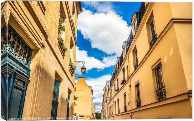 Typical City Street Paris France Canvas Print by William Perry