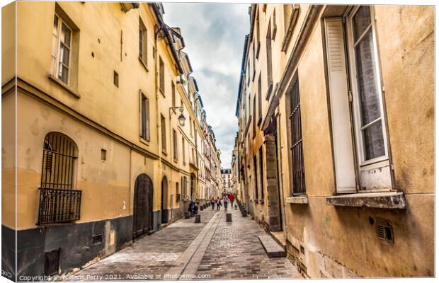 Typical City Street Paris France Canvas Print by William Perry