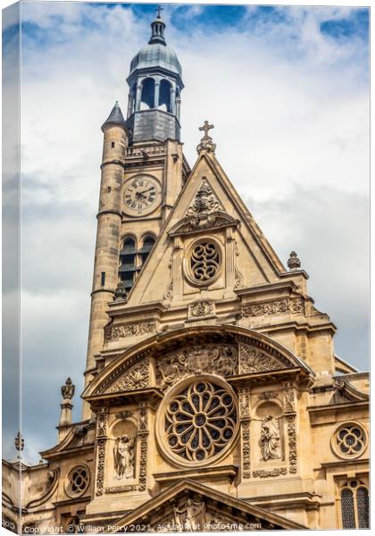 St Etienne du Mont Facade Church Paris France Canvas Print by William Perry
