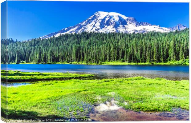 Reflection Lake Paradise Mount Rainier National Park Washington Canvas Print by William Perry