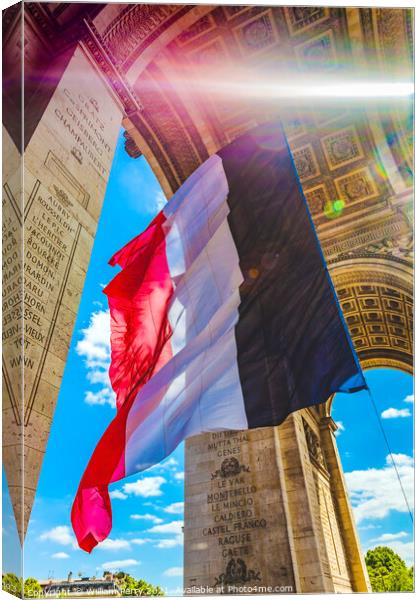 Sunbeam Sun Rays Arc de Triomphe French Flag Paris France Canvas Print by William Perry