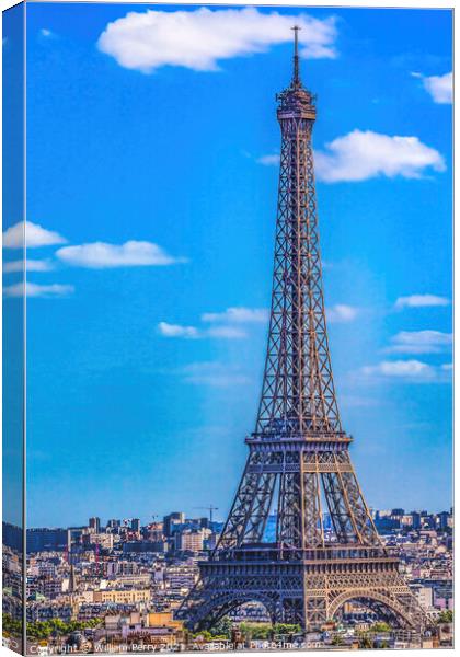Eiffel Tower Paris France Canvas Print by William Perry