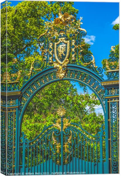 Golden Entrance Gate Elysee Palace Paris France Canvas Print by William Perry