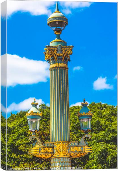 Ornate Street Lamp Tuileries Garden Paris France Canvas Print by William Perry