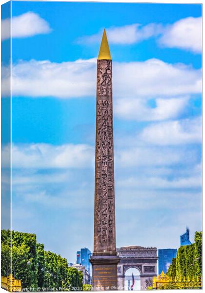 Ancient Egyptian Obelisk Place de la Concorde Paris France Canvas Print by William Perry