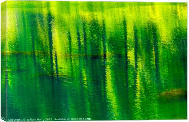 Green Yellow Summer Water Reflection Abstract Wenatchee River Va Canvas Print by William Perry