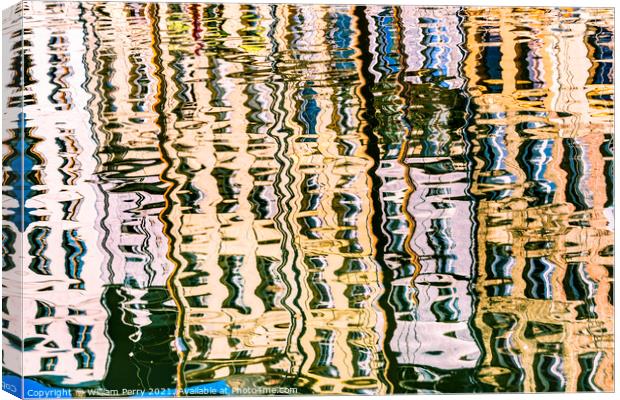 Waterfront Reflection Abstract Inner Harbor Honfluer France Canvas Print by William Perry