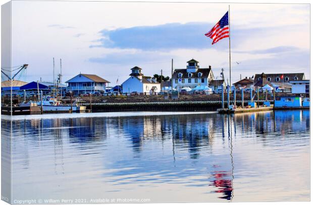 Maritime Museum Flag Westport Grays Harbor Washing Canvas Print by William Perry