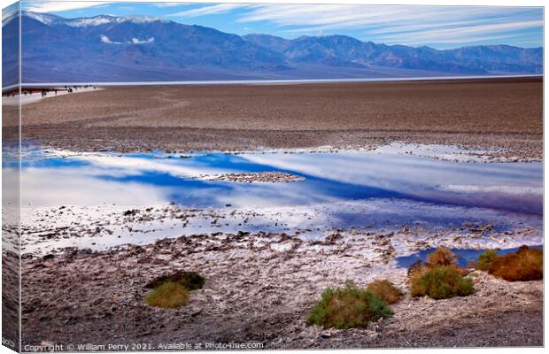 Badwater Panamint Mountains Death Valley National Park Californi Canvas Print by William Perry