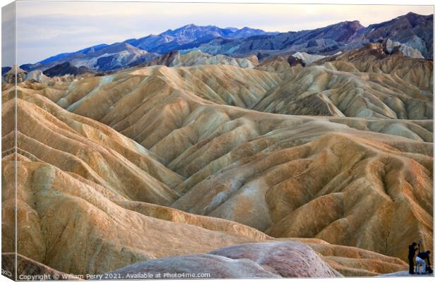 Photographing Zabruski Point Death Valley National Park Californ Canvas Print by William Perry