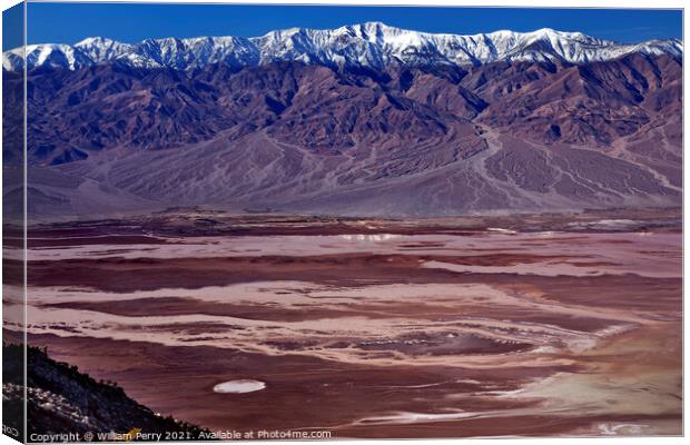 Badwater from Dante View with Panamint Mountains Death Valley Na Canvas Print by William Perry
