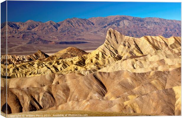 Zabriski Point Manly Beacon Death Valley National Park Californi Canvas Print by William Perry
