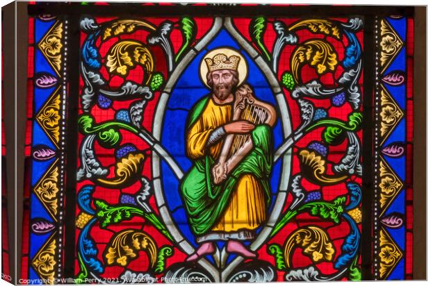 Colorful King David Stained Glass Cathedral Church Bayeux Norman Canvas Print by William Perry