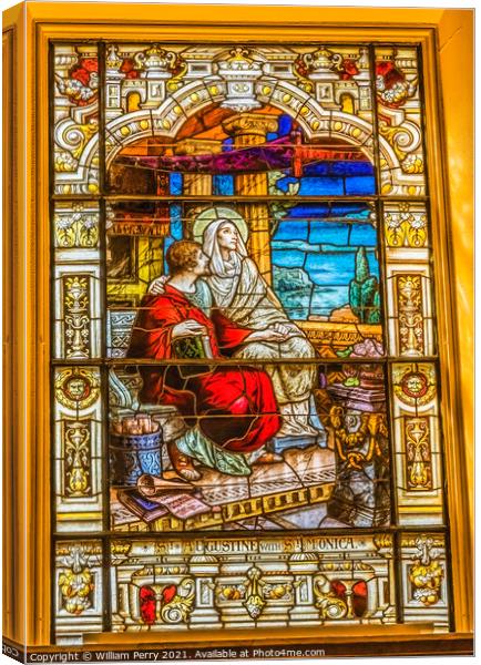 Saint Augustine Monica Stained Glass Cathedral Saint Augustine Florida Canvas Print by William Perry