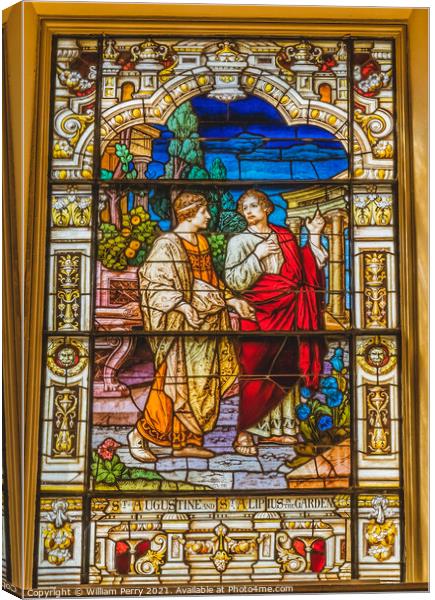 Saints Augustine Alipius Stained Glass Cathedral Saint Augustine Canvas Print by William Perry