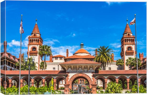 Red White Flagler College St Augustine Florida  Canvas Print by William Perry