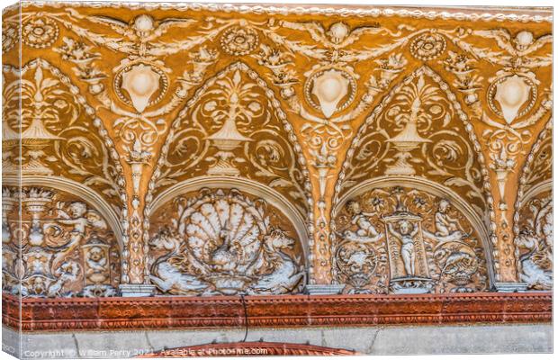 Stone Decorations Entrance Gate Flagler College St Augustine Flo Canvas Print by William Perry
