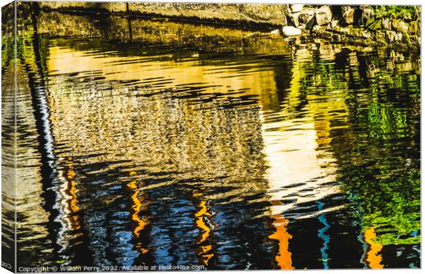 Aure River Reflection Abstract Bayeux Center Normandy France Canvas Print by William Perry