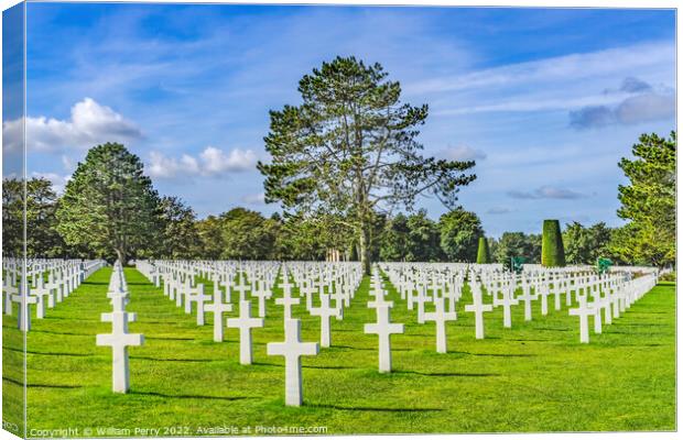 American Military World War 2 Cemetery Normandy France Canvas Print by William Perry