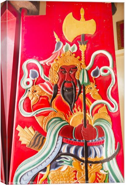 Guan Yu Door Tin Hau Temple,Sea Godess, Stanley, Hong Kong Canvas Print by William Perry