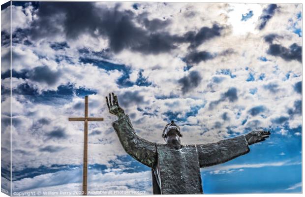 Large Cross Father Statue Mission Saint Augustine Florida Canvas Print by William Perry