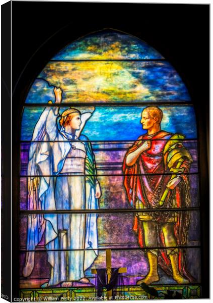 Angel Saint Stained Glass Trinity Church Saint Augustine Florida Canvas Print by William Perry