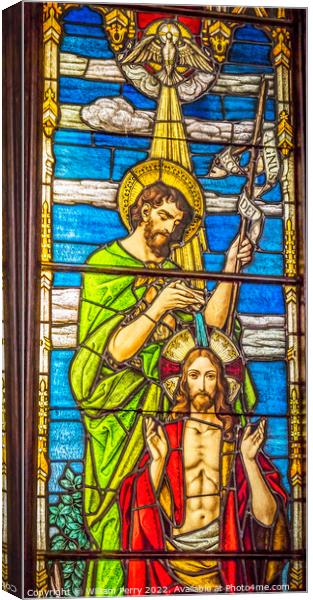 Jesus Baptism Stained Glass Trinity Church Saint Augustine Canvas Print by William Perry
