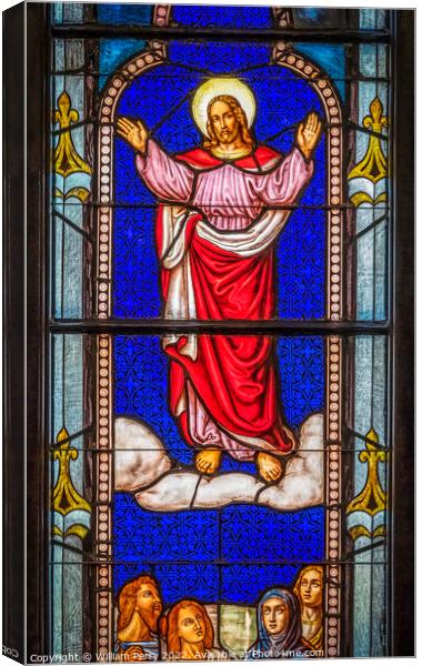 Jesus Ascension Stained Glass Trinity Parish Church Saint August Canvas Print by William Perry