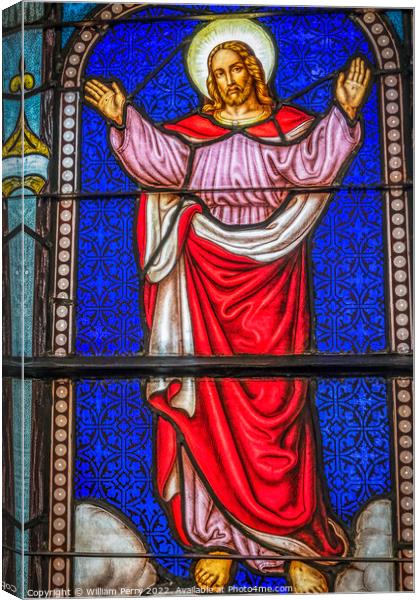 Jesus Ascension Stained Glass Trinity Church Saint Augustine Canvas Print by William Perry