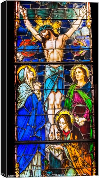 Jesus Crucifixion Stained Glass Church Saint Augustine Florida Canvas Print by William Perry