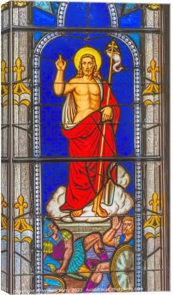 Jesus Victor Stained Glass Church Saint Augustine Florida Canvas Print by William Perry