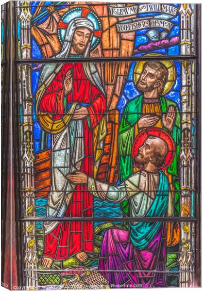 Jesus Disciples Stained Glass Church Saint Augustine Florida Canvas Print by William Perry